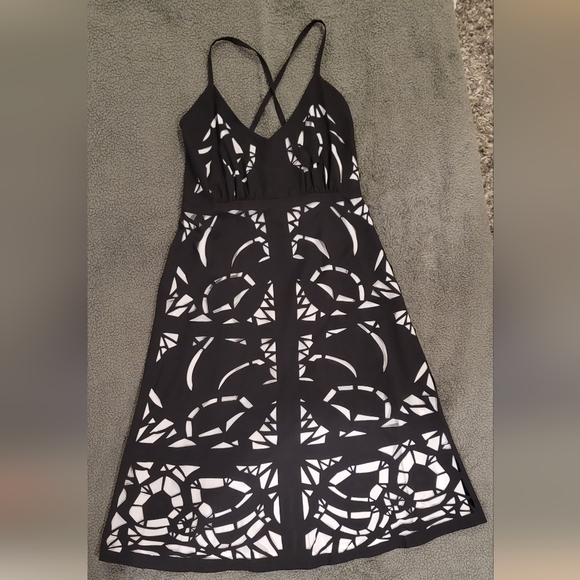 Chic Black and White Cutout Dress - Picture 1 of 4